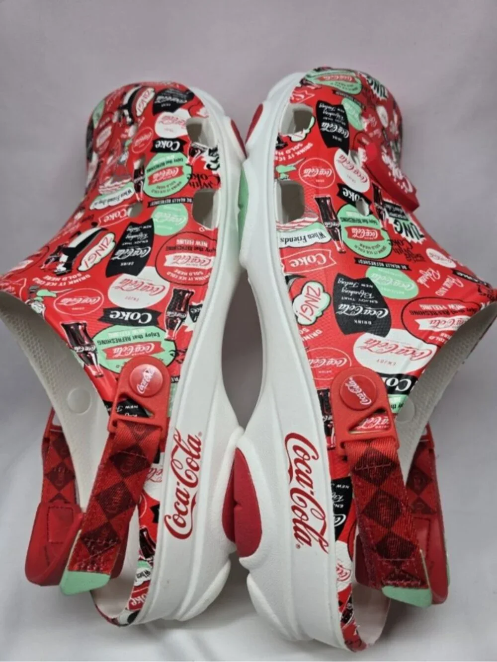 Crocs Mens COCA COLA ALL-TERRAIN CLOG White Red MENS SIZE 15- MISSING CHARMS
